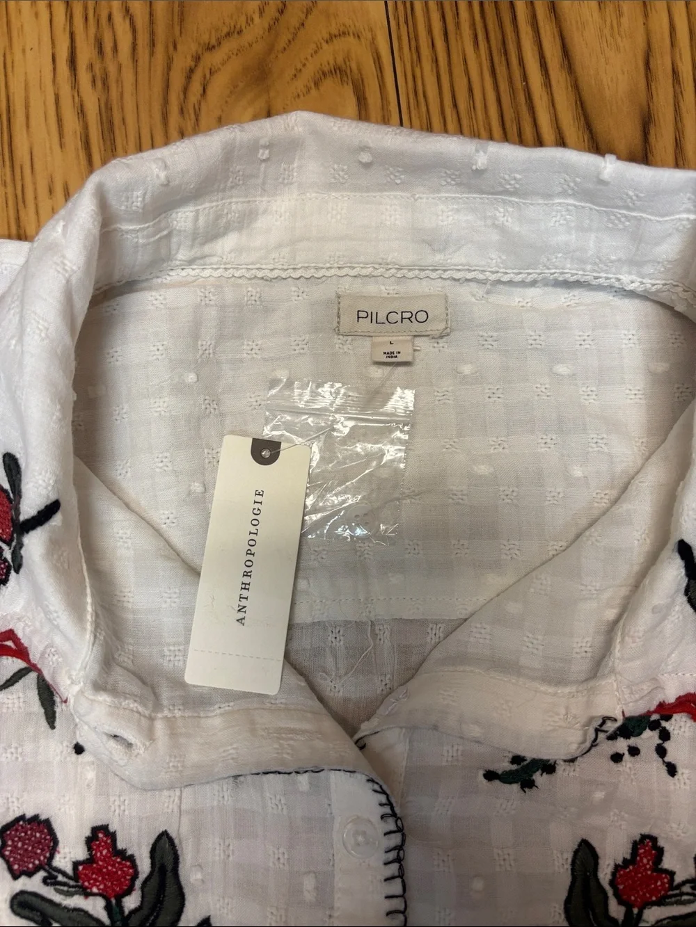 NWT Anthropologie Pilcro Embroidered Puff-Sleeve Folk Blouse - Size L